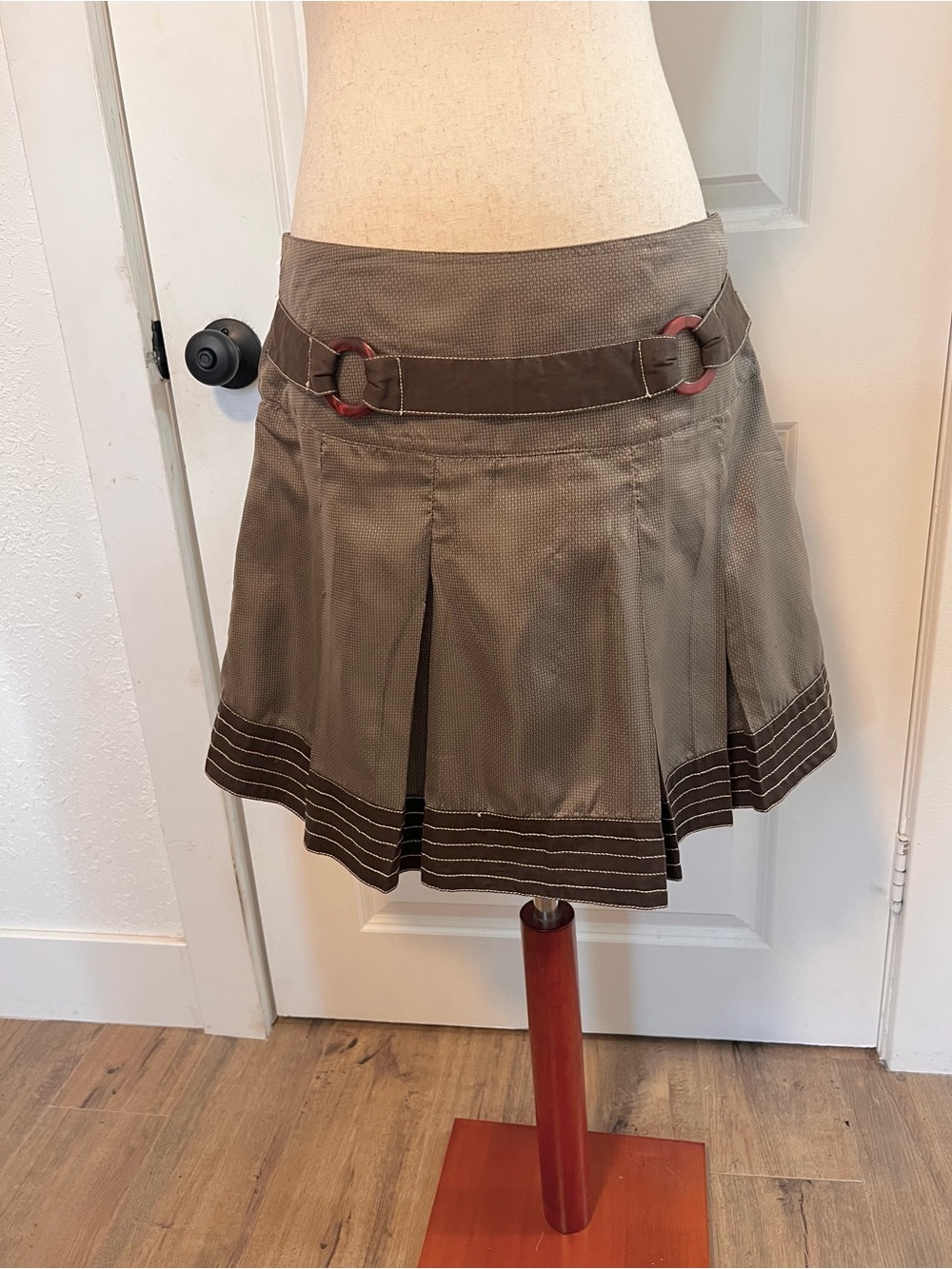 VNTG Y2K Promod Pleated Belted Mini Skirt